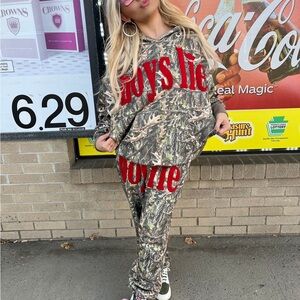 Hoodie Camo Print Tracksuit Set